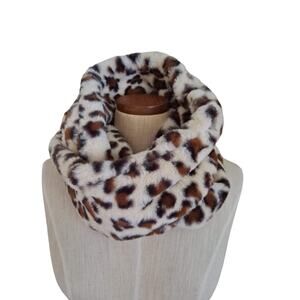 Emanuel Geraldo Tan Brown Black Double Ply Faux Fur Infinity Scarf Size 8" x 62"